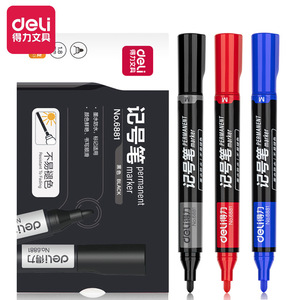Deli <b>Marker</b> Pen 6881 <b>Permanent</b> Ink Oil Based Red Blue Black Label Writing Stationery - Product Image 5