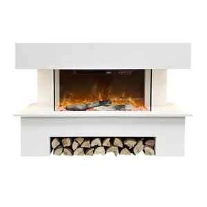 European Style Simple 240V 2000W Remote Control Mdf Board Independent Electric Heating Electric Fireplace With Flame Effect