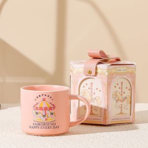 Taza de Leche con Logotipo Personalizado, Vaso de Agua para Desayuno, Taza de Cerámica Rosa con Diseño de Caballo, Taza Térmica - Product Image 3