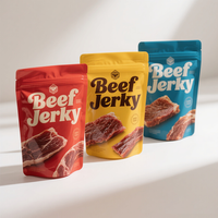Pochette debout à fermeture éclair imprimée sur mesure en plastique de qualité alimentaire de qualité supérieure anti-odeur pour snack Sacs d'emballage pour viande de bœuf séché