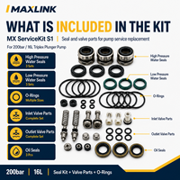 Kit de joints de pompe MX ServiceKit S1 pour pompe à piston triplex 200 bars 16 L, haute/basse pression, nettoyage à eau froide, nouveau joint d'étanchéité