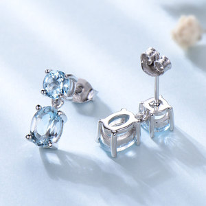 Pendientes De <span class=keywords><strong>Zafiro</strong></span> con piedra Natural, joyería fina, plata esterlina 925 - Product Image 3