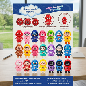 JRMS INDUSTRIES Porte-clés pendentif en PVC à boutons d'expression, motif dessin animé, masque magique à visages interchangeables, pour les 5-13 ans, unisexe, pour sac à dos - Product Image 5
