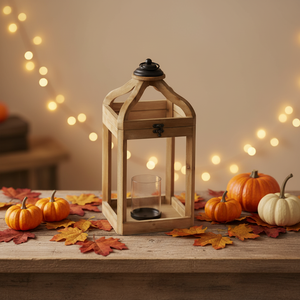 Lanterne en bois décorative pour la maison, cadre en bois de <span class=keywords><strong>sapin</strong></span> classique avec porte-<span class=keywords><strong>bougie</strong></span> en verre pour le salon - Product Image 1