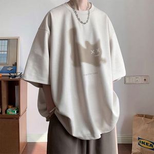 Men's Casual Loose Short Sleeved T Shirt Suede Burned Pattern Digital Printed Plus Size Half Sleeve T Shirts - Product Image 3