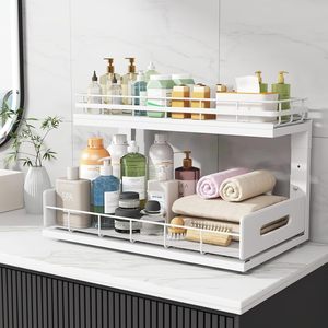 Étagères à épices de cuisine modernes à double niveau en acier au carbone de haute qualité, anti-corrosion, multi-usages, tiroirs coulissants pour armoires - Product Image 3