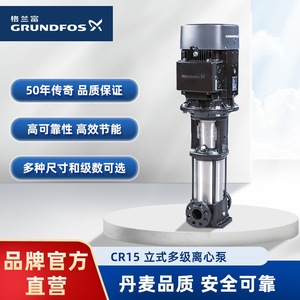 ปั๊มน้ำแรงดันสูงแบบหลายใบพัดแนวตั้ง Grundfos Cr15 สำหรับอุตสาหกรรม  ปั๊มน้ำมันและน้ำ  ระยะส่ง 127 เมตร อัตราการไหล 23.5 ลิตร/นาที - Product Image 4
