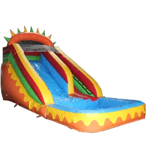 Tobogán de agua inflable de PVC para niños, comercial, popular, de alta calidad, con piscina