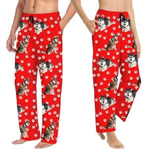Pareja <span class=keywords><strong>de</strong></span> pantalones <span class=keywords><strong>de</strong></span> pijama en púrpura con estilo Poodle Paw Print His Hers Ropa <span class=keywords><strong>de</strong></span> dormir cómoda Ropa <span class=keywords><strong>de</strong></span> salón Pantalones a juego para uso doméstico - Product Image 6