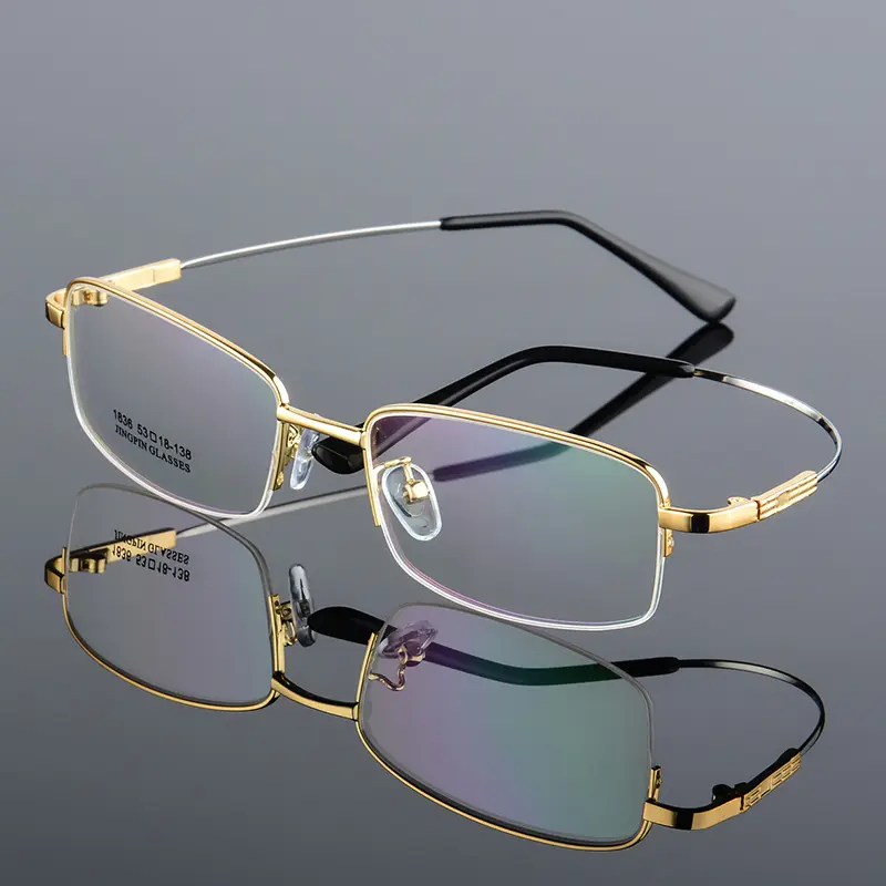 ファッション合金チタンハーフフレーム光学メガネフレーム眼鏡メガネフレーム男性2020