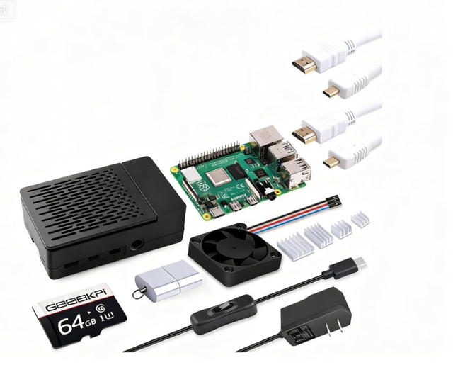 Raspberry Pi 4 8GB Starter Kit Includes 8GB RAM Board 128GB SD Card ABS Case PWM Fan 5V 3.6A Power Supply 2x4K for