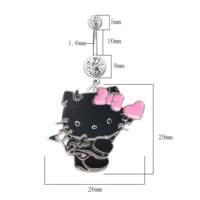 Bijou de piercing pour nombril en acier inoxydable, motif chaton et lapin de dessin animé, idéal pour les cadeaux d'enfants
