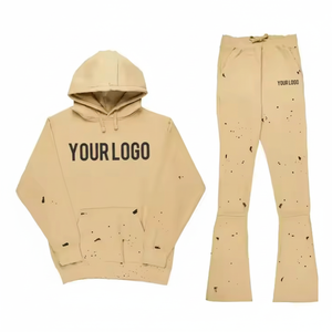 ชุดวิ่งออกกำลังกายผ้าฝ้าย100% ใส่ได้ทั้งชายและหญิงขนาดใหญ่ชุดวอร์มสองชิ้นกางเกงย้อมสีล้วนสำหรับผู้ชายไซส์ใหญ่พิเศษสำหรับฤดูหนาว - Product Image 1