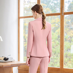 Women's Suit <b>Set</b> Navy Blue Full Sleeve Polyester Anti-Wrinkle <b>Office</b> Lady Spring Business Formal Wear - Product Image 4