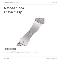 Bracelet de montre en acier inoxydable 304 de 22 mm, bracelet solide à trois maillons brossé et poli avec fermoir pliant