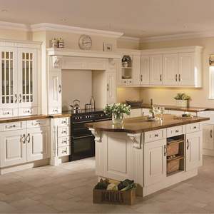 Custom Kitchen Furniture <b>Cupboards</b> Modern White Shaker Solid <b>Wood</b> Kitchen Cabinets with Quartz/ <b>Wood</b> Island - Product Image 2