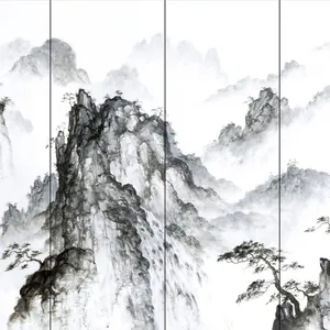 New chinese style landscape painting promotion price decoration wall background sintered stone 900*2600mm big size