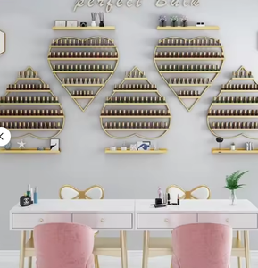 Nail art stand wall-mounted featuring a trendy <b>heart</b>-<b>shaped</b> nail polish glue display rack with multiple layers for wall storage - Product Image 6