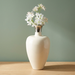 Elegante Florero de Metal Blanco con Diseño Moderno de Cuello Curvo, Revestimiento Resistente a la Intemperie para Decoración Interior y Exterior - Product Image 4