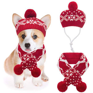 Hot Sale Hund Katze Weihnachts mütze Schal Set Kostüm Geschenk Winter Warme Mode Haustier Hund Zubehör - Product Image 3