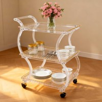 Carrito de Servicio Desmontable de Acrílico para Postres, Diseño Creativo, para Jardín, Villa, Catering, Carrito para Servir Alimentos