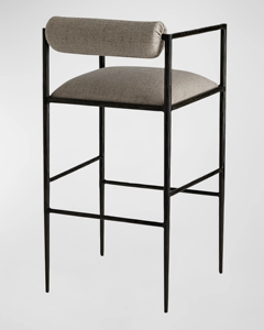 Tabouret de <span class=keywords><strong>bar</strong></span> de haute qualité avec finitions martelées, métal forgé à la main et tissu - Product Image 5
