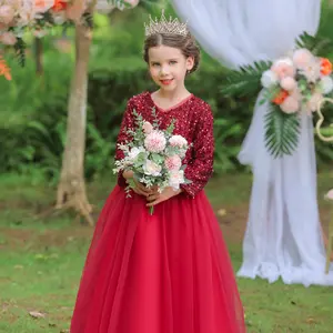 Новинка 2023, детское платье принцессы, маленькое Сетчатое свадебное платье с блестками, платье Pengpeng