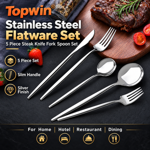 Ensemble de couverts en acier inoxydable, 5 pièces, style portugais, pour steak, dîner, hôtel, restaurant et maison - Product Image 1