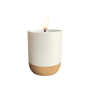 Recipiente de Cerámica para Velas con Base de Corcho, Recipiente de Porcelana con Tapa y Logotipo Personalizado, Recipiente de Almacenamiento con Tapa para Navidad - Product Image 2