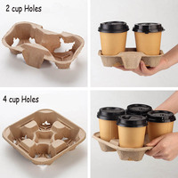 Porte-gobelet jetable personnalisé, support de plateau, pour boissons chaudes, café en pâte à papier, 2/4 pièces