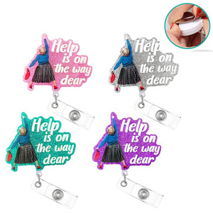 Spot-quality shiny, fun, easy-pull, retractable acrylic keychains, irregular name badges, and ID card <b>buckles</b>. Manufacturer. - Product Image 1
