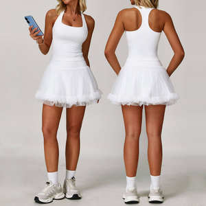 Conjunto Deportivo de 4 Piezas para Mujer, Falda de Tenis Sólida, Cintura Alta, Secado Rápido, Transpirable, Levanta Glúteos, para Yoga, Running, Gimnasio y Fitness - Product Image 1