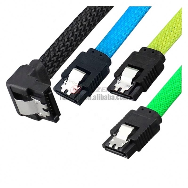 Sata3.0 Data With Shielded Braided Ssd Solid-State Serial Port Hard Disk Cable 90 Degrees Right Angle Bend Belt Nylon Net