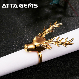 Chapado en oro rosa Reno alce asta de ciervo anillo Unisex tamaño ajustable para la Navidad Año nuevo regalo - Product Image 4