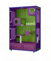 XINMEIQI Villa pour chat moderne de luxe, fermée, avec bouton de toilette, anti-poussière, étanche, en verre et bois massif, écologique et durable