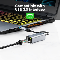 2 en 1 Type C/USB A vers RJ45 10/100/1000Mbps adaptateurs connecteurs convertisseur USB vers Ethernet