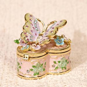 Caja de Joyería de Aleación Esmaltada con Diseño de Mariposa y Corazón, Estilo <span class=keywords><strong>Neoclásico</strong></span>/Europeo, Regalo Creativo para el Día de San Valentín, Artículo Decorativo - Product Image 2