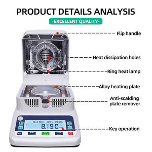 고정밀 120g/1mg 2mg 5mg 터치 스크린 실험실 장비 곡물 옥수수 곡물 수분 측정기 할로겐 수분 분석기 - Product Image 2
