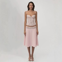 Ensemble deux pièces sexy et moulant 2026 : Corset queue de poisson tissé avec dentelle et patchwork, et jupe midi – Le best-seller irrésistible