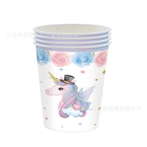 Assiettes en papier jetables à thème <span class=keywords><strong>licorne</strong></span> fleurie pour enfants, ensemble de fournitures de fête pour la célébration d'anniversaire - Product Image 4