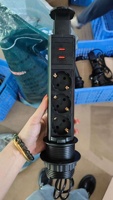 Prise électrique encastrée Jiaxin, panneau noir EU, prises USB cachées, 3 prises de table