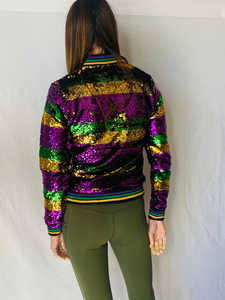 2022 <strong>Mummy</strong> <strong>and</strong> <strong>Me</strong> Green&amp;purple &amp;gold <strong>Outfit</strong> New Orleans Zipper Coat Lady Women Mardi Gras Reversible Sequin Jacket - Product Image 6