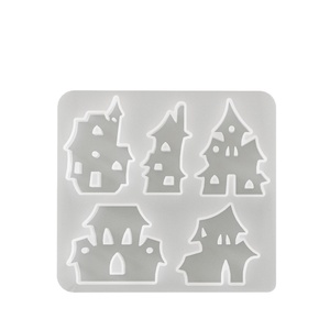 Moule <span class=keywords><strong>en</strong></span> silicone pour bougie Château d'Halloween Early Riser, pour la création <span class=keywords><strong>de</strong></span> décorations artisanales <span class=keywords><strong>en</strong></span> plâtre DIY, ornements <span class=keywords><strong>de</strong></span> maison fantôme à cinq étages et crânes effrayants - Product Image 5