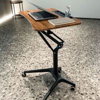 Bureau informatique réglable en alliage d'aluminium et MDF, modèle Sunshine QD-1606E, dernière génération, écologique, avec vérin à gaz pneumatique