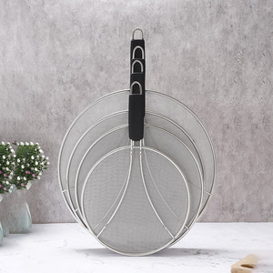 Stainless Steel Frying Pan Oil Mesh Cover Round Anti-Splatter With Tpr Handle Durable For Cooking - Product Image 4