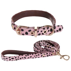 Collari per animali domestici di lusso personalizzati 2025 al guinzaglio con fibbia in metallo con stampa leopardata e decorazione in piuma imbottita - Product Image 2