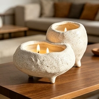 Pot à bougie en céramique à texture rugueuse, à 3 pieds, style Wabi Sabi, fait main, pour décoration de table, fournisseur de pots à bougie pour la fabrication de bougies en cire