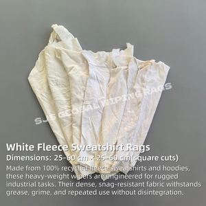 Chiffons d'essuyage industriels en polaire blanche, 100 % coton, résistants, recyclés, d'Australie - Product Image 2