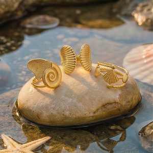 Mchic 1377 Minimalistische Oceaan Stijl ZeeSter Schelp Roestvrijstalen Ring Geometrische Verguld Open Verstelbare Ring Sieraden - Product Image 6