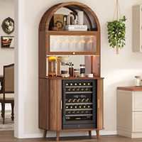 Meuble de rangement moderne Toptrue en bois et verre pour vin, étagère de présentation pour bar, salon, salle à manger